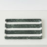 Rectangle marble catchall tray shown from above with green stripes