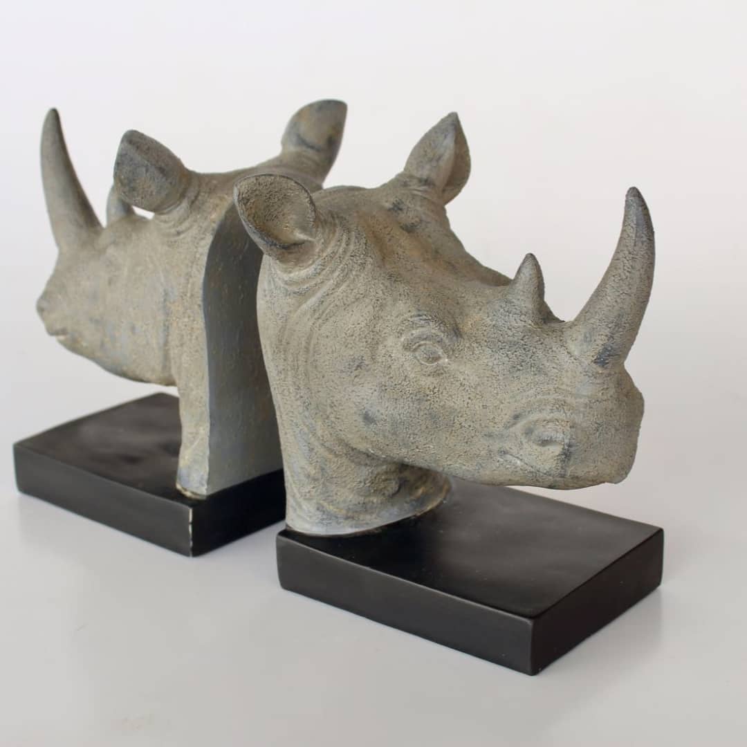 Rhino Bookends | African-Inspired Home Decor