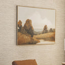 River runs wall art wide horizontal large landscape canvas layout in living room.