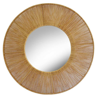 Round Jute Mirror with woven natural frame, 90cm