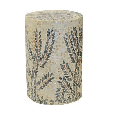 Decorative round accent table with bamboo core