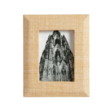 Sana natural raffia photo frame with cross-weave texture.