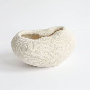 scalloped coral bowl in white 