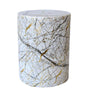White stool with abstract splatter design for modern interiors