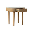Stonesleigh nightstand with marble top in solid mango wood frame with pull-out drawer