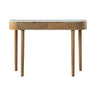 Stonesleigh console table with solid mango wood frame and white marble top and storage drawers