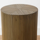 Close-up of the Striped Accent Table surface showing the handcrafted mother of pearl and bamboo stripe texture.