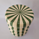 Angled top view of the Striped Ceramic Side Table – Green highlighting the striped pattern