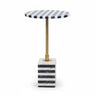 Round marble side table with black and white striped top