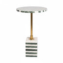 Striped marble side table with brass stem 