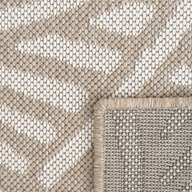 Suntan fully outdoor runner with wave patterns close-up of a textured beige and white