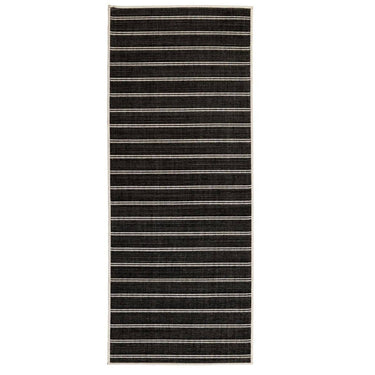 Swimsuit Night Dip black striped runner rug showing the dark side.