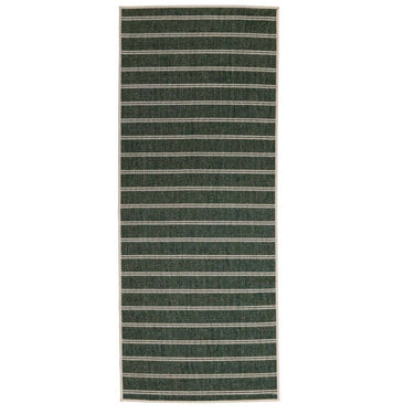 Swimsuit Palmtops reversible indoor outdoor green runner rug darker striped side.