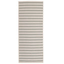 Swimsuit Palmtops reversible striped runner rug light ivory and green side.
