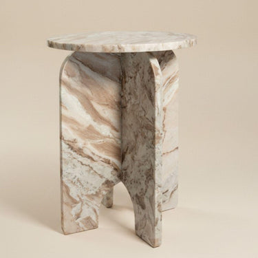 Full Marble side table with arch-leg base
and a Round top