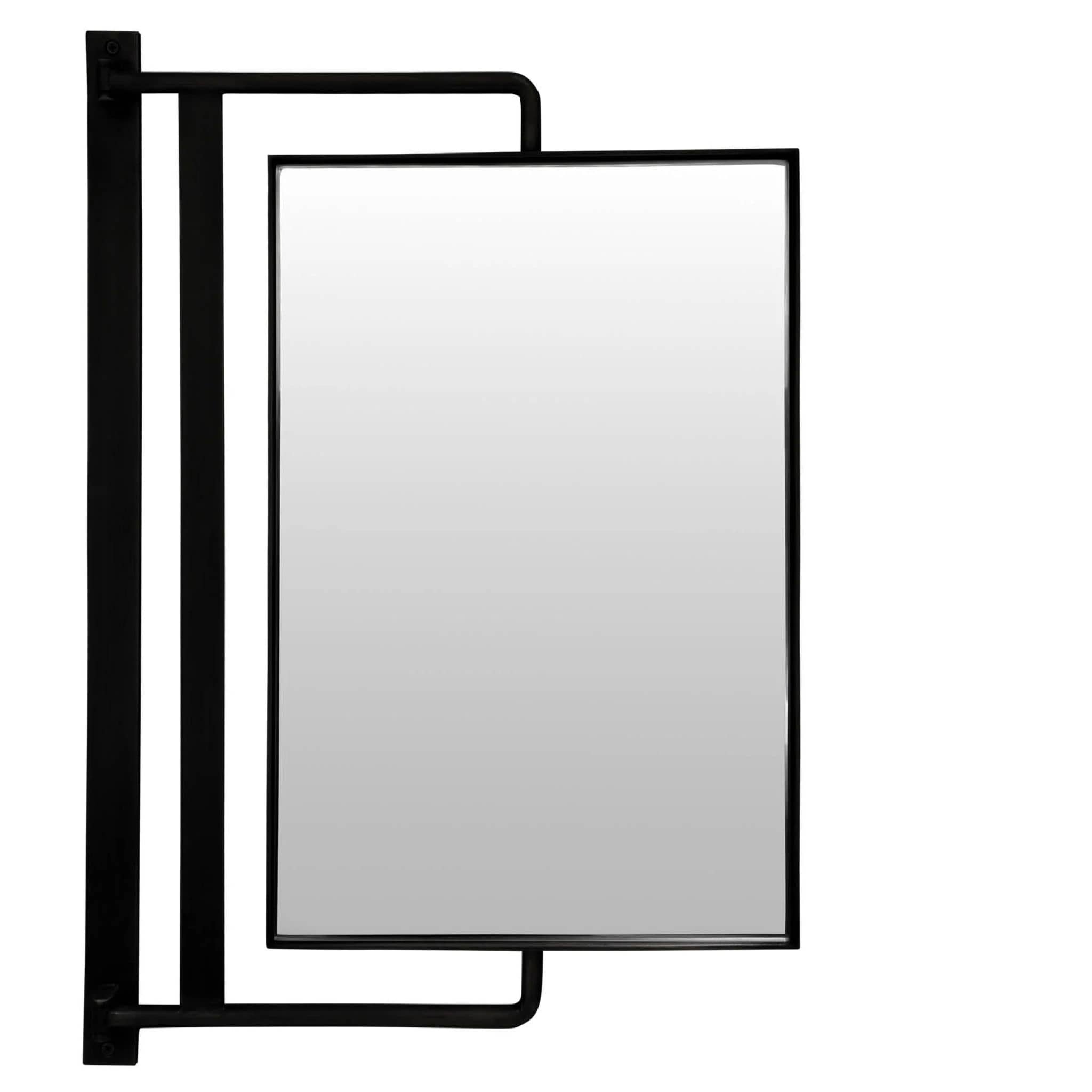 Matte Black wall-mounted mirror with a double-sided swivel mirror.