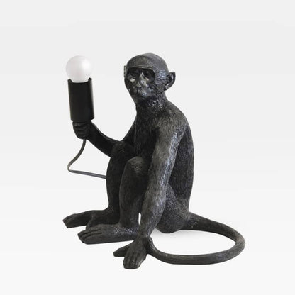 Sitting Table Monkey Lamp Small on table in black