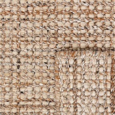 Close-up of handwoven recycled PET polyester texture of Veranda Outdoor Rug in bamboo
