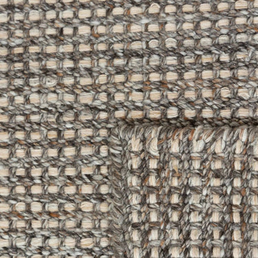 Close-up of handwoven recycled PET polyester texture of Veranda Outdoor Rug oyster