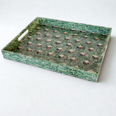 Decorative serving tray displayed