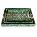 Verdance decorative tray set of three with green capiz finish.