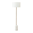 verona floor lamp with a white cylindrical shade and a base made of marbled white material