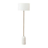 verona floor lamp with a white cylindrical shade and a base made of marbled white material
