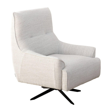 view of Victor Swivel chair in Winston fabric showing plush seat and swivel base