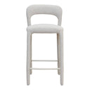 vinci off white bar counter stool with a curved back and a footrest.