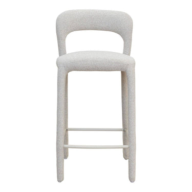 vinci off white bar counter stool with a curved back and a footrest.