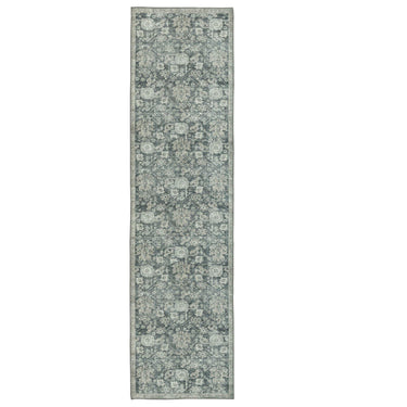 viscount long runner rug in faded blue and sage