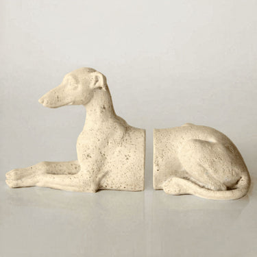 whippet dog split sculpture bookends by Woodka Interiors