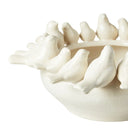 Close-up of ceramic bird details on White Ceramic Birds Bowl