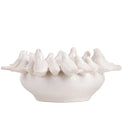White Ceramic Bowl with ceramic birds perched around the edge
