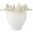Decorative White Ceramic Birds Vase with a pearl-cream ceramic finish