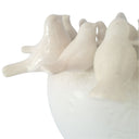 Close-up of ceramic bird details on the White Ceramic Birds Vase