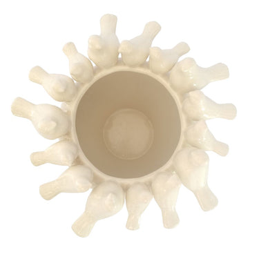 Ceramic Birds Vase with ceramic birds around the edge