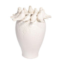 Large Ceramic Birds Vase with ceramic birds perched around the edge
