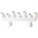 white ceramic 7 candle holder with a snow-glazed frosted finish for standard dinner candles.