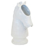White ceramic horse head vase sculpture.