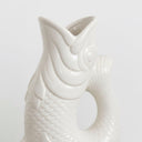 Detailed  texture and gloss finish of the white koi fish jug vase