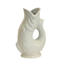 White Ceramic Koi Fish Jug Vase 