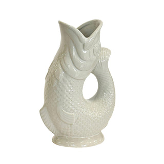 White Ceramic Koi Fish Jug Vase 