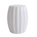 White ceramic stool with vertical fluted texture 
