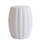 Fluted Ceramic Stool – White