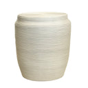 White coiled rattan stool with textured finish