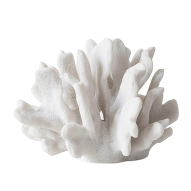 White faux coral decoration with a realistic sculptural silhouette for coastal style home styling.