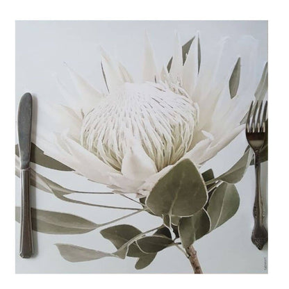 disposable placemats in a King Protea design