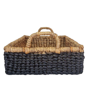 Side view of small basket tray showing integrated handles and rectangular shape