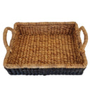 Single rectangular basket tray top view highlighting black exterior and natural-toned interior